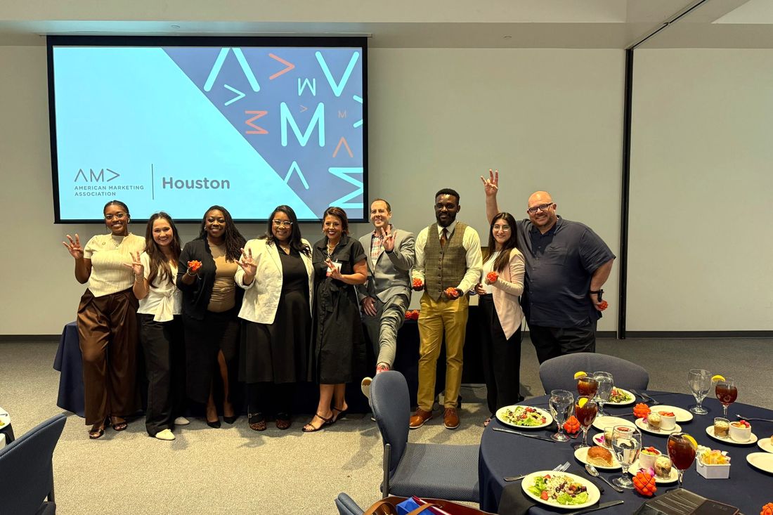 Brittany Davis Morris with AMA Houston members at a chapter luncheon